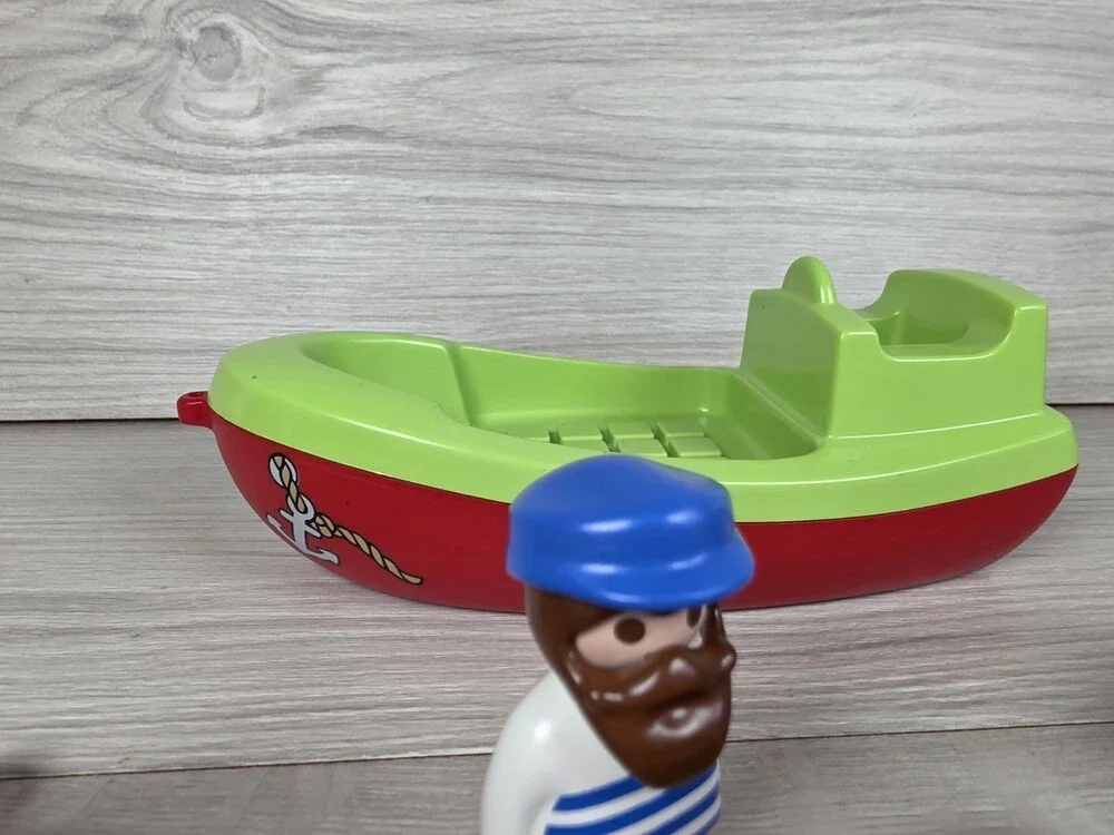 Vtg Playmobil 1.2.3 Sea Life Harbor Boat Orca Fisherman Fish Lot SU4